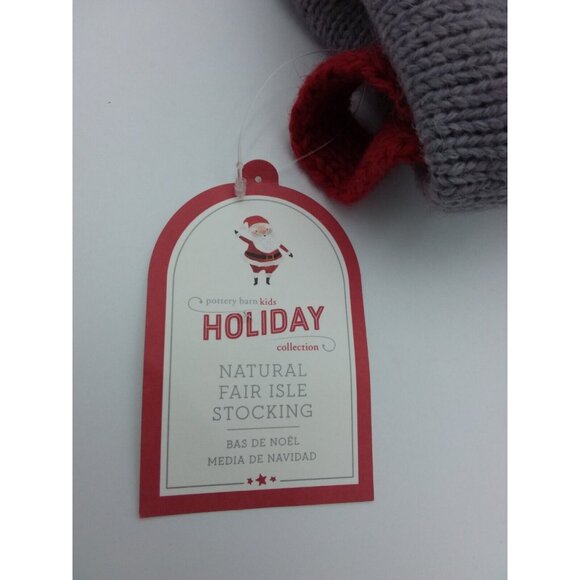 Pottery Barn Kids Peanut Natural Fair Isle Santa Wool Stocking Christmas Xmas - Picture 7 of 16